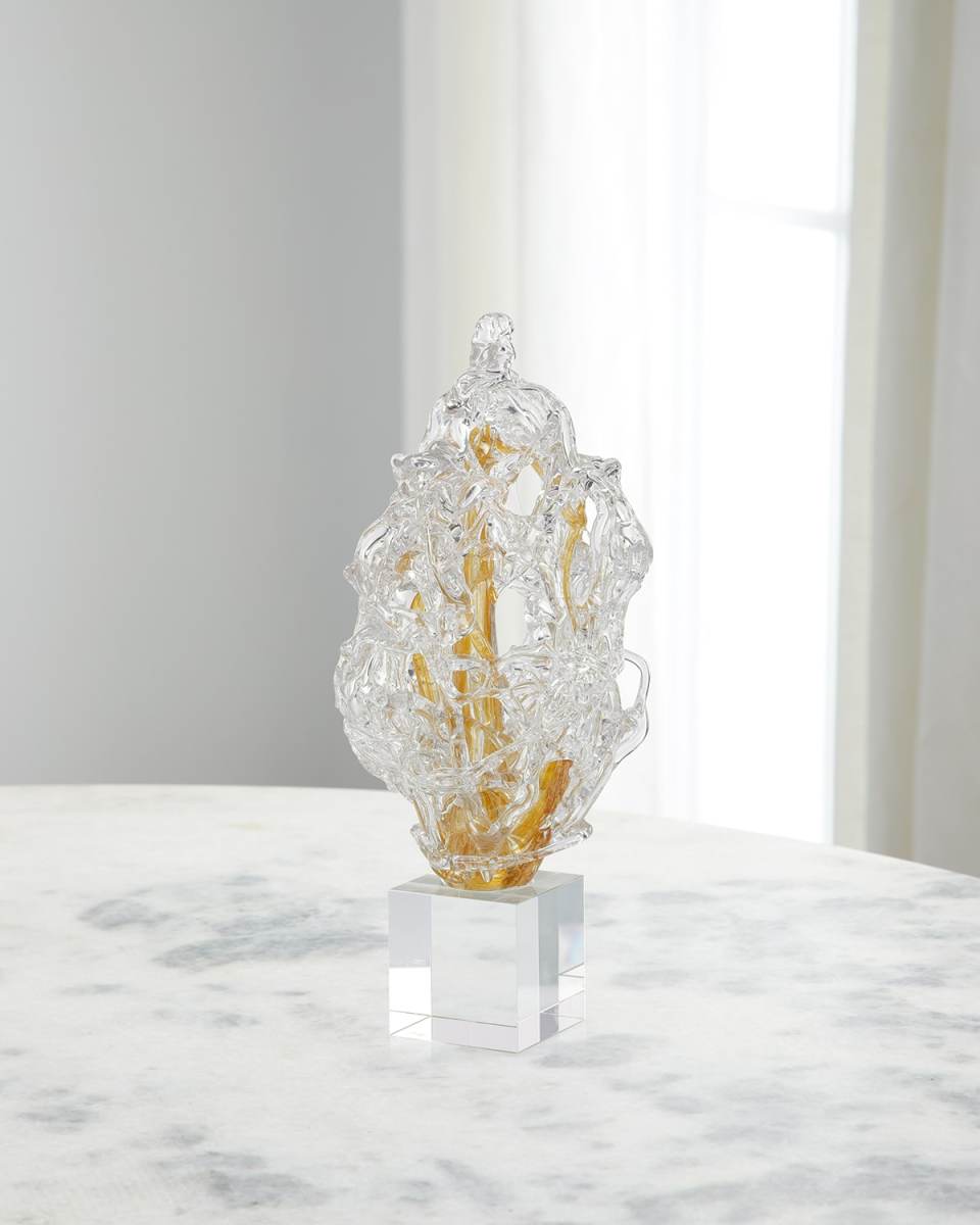 Frozen Flame Sculpture on Crystal Base, Small